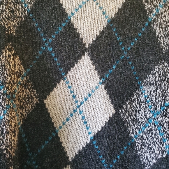 Vintage Pacific Club by Nak Sweater Men M Pullover Crew Gray Argyle Wool Thick - Picture 6 of 9